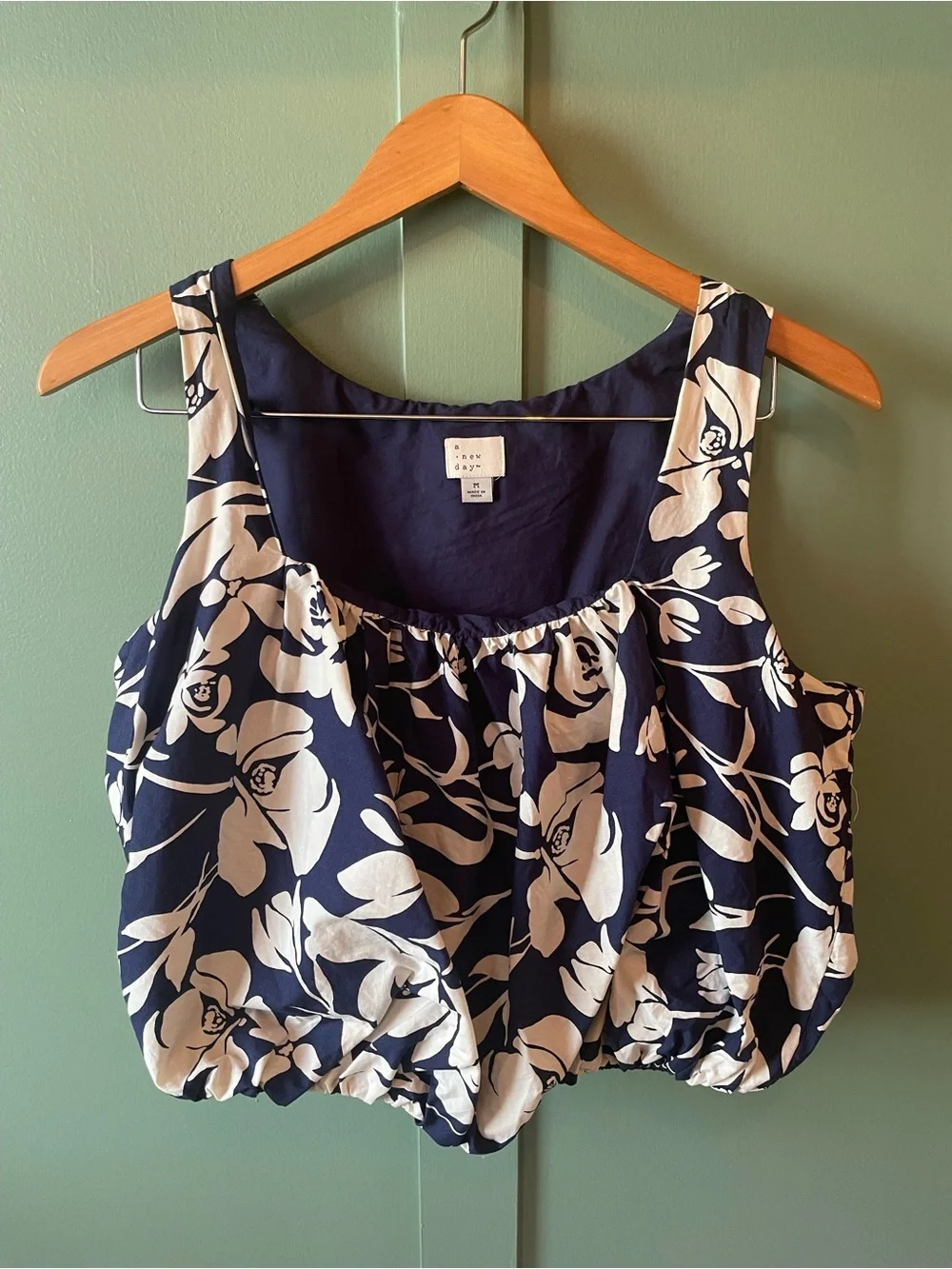 100% cotton a new day Navy & White Floral Scoop Neck Camisole - Picture 1 of 6